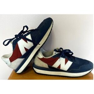 New Balance 237 MS237TR Sneakers Men 9.5 Navy Burgundy White Retro Runner Suede